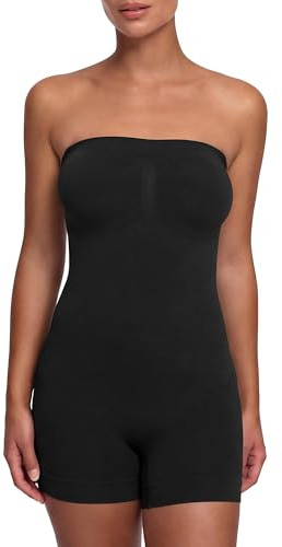 creamy fabrics Shapewear Body Damen trägerlos mit Shorts | Stark formender Polyamid Elastan Bodysuit für schulterfreie Looks mit glatter Passform und sicherem Sitz