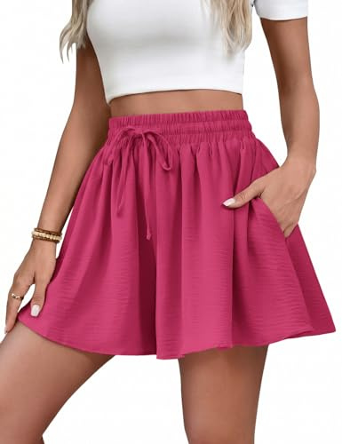 heekpek Pantaloncini Donna Estivi Casual Gamba Larga(Rosa,M)