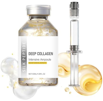 Deep Collagen Silk Peptide Lifting Ampoule Serum,Korean Facial Essence,Firming Wrinkle-Smoothing Hydrating,Non-Greasy Gentle Formul 50ML/1.69FL.OZ
