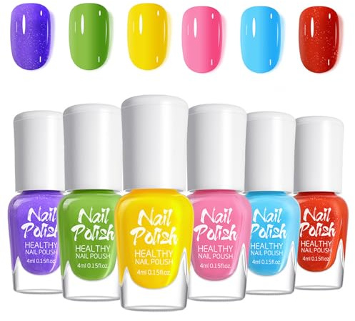 6Pcs Schnelltrocknend Nagellack - Peel off Nail Polish - Wasserbasierte Gesund Nagellack Farben - Natürliches Sicheres Nagelset Perfekt Geschenke DIY Nail für Frauen (02)