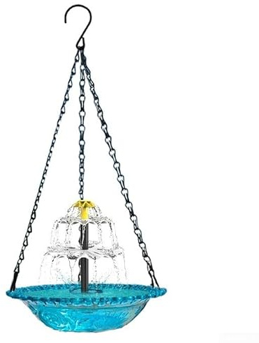 Fuente solar de baño para pájaros, colgante de jardín, fuente de agua para exteriores, comedero flotante para pájaros, atractor de vida silvestre para patio, baño decorativo para pájaros con agua