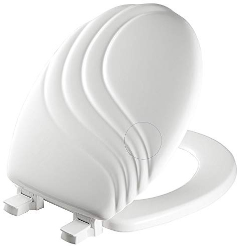 Mayfair Sculptured Swirl Toilet Seat, Easy Clean Hinges with Durable Wood Seat, Made in USA, Round, White