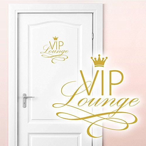 Grandora Wandtattoo VIP Lounge I Gold (BxH) 19 x 18 cm I WC Badezimmer Toilette selbstklebend Türaufkleber Aufkleber Wandaufkleber Wandsticker W5373