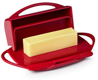 Butterie Butterdose mit Klappdeckel und passendem Streuer (rot)