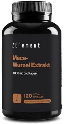Maca-Wurzel Extrakt, 4000 mg pro Kapsel, 120 Vegan Kapseln | 100% natürliche Zutaten | Zenement