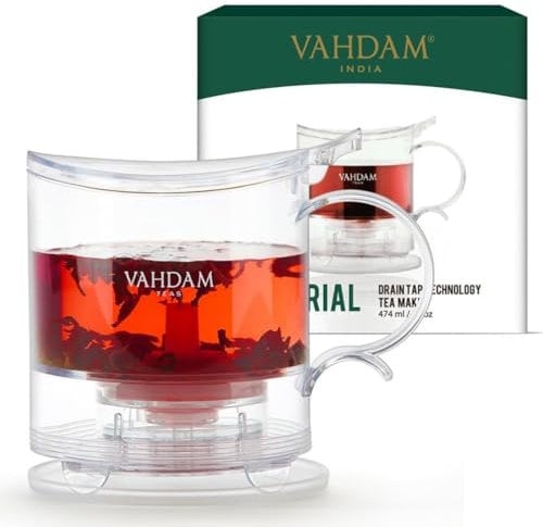 VAHDAM, Imperial Tea Maker - 16oz, Bottom Dispensing Tea Pot | 100% Safe | Drain-Tap Technology, All-in-one Tea Kit | Tea Pot with Infusers for Loose Tea | Loose Leaf Tea Steeper | Glass Teapot
