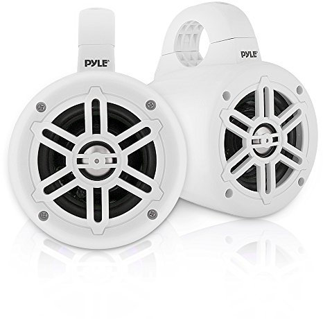 Pyle Marine Wakeboard Tower Speakers, Waterproof 10cm Dual 2-Way Subwoofer Speaker System 300W w/ Full Range Outdoor Audio Stereo, Weather Resistant for ATV/UTV, Jeep, Quad, Boats