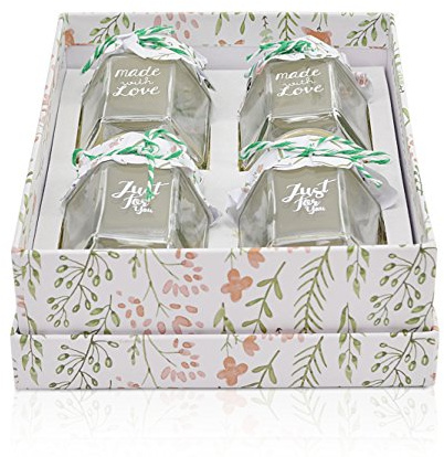 CHICCIE 4er Set Weckgläser im Geschenkset - Sturzglas mit Schleifendekor Marmeladenglas Einmachglas Einweckglas