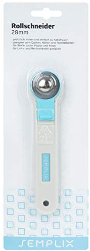 SEMPLIX Stoffschneider Mini mit Klingenschutz, 28mm - Rollschneider zum Basteln & Nähen (blau)