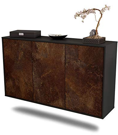 Dekati Sideboard Chattanooga hängend (136x77x35cm) Korpus anthrazit matt - Front rostigen Industrie-Design - Push to Open