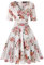 MINTLIMIT Women's V-Neck Floral Half Sleeve Midi Fit Flare Retro Dress Cocktail Dresses (Floral White,Size XL)