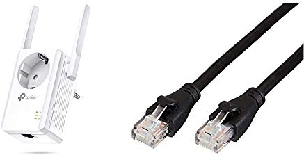 TP-Link TL-WA860RE WLAN Repeater mit Steckdose, weiß & Amazon Basics Ethernet-Netzwerkkabel, RJ45, Cat6, 1,5 m, 1.000Mbit/s