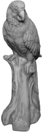gartendekoparadies.de Papagei, Steinfigur, H. 60 cm, 18 kg, Grau, frostsicher aus Steinguss für Außenbereich