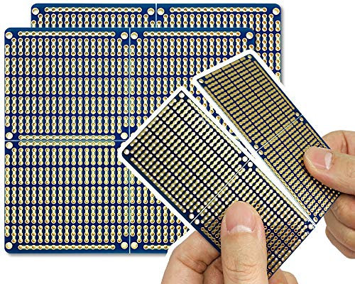 ElectroCookie Snappable PCB, Strip Board with Power Rails for Electronics Projects Compatible for DIY Arduino Soldering Projects, Gold-Plated, 3.8x3.5 (2 Pack, Blue)