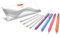 Pentel BX470 iZee Kugelschreiber 4 Farben Set inkl Nachfüllminen, farblich sortiert, Gehäusefarbe entspricht Schreibfarbe, Druckmechanik, Metallclip, Strichstärke 0,5 mm = Kugeldurchmesser 1,0 mm