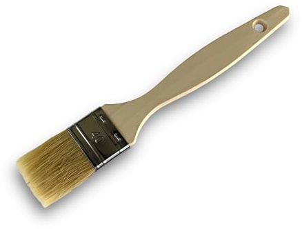 Kibros Lot 10 pinceaux Queue de morue Soie Blanche 40 mm épaisseur s | Manche bois brut, soie simple épaisseur, multi-support peinture acrylique glycéro huile vernissage, 40 mm.
