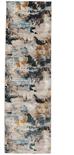 RugVista, Arty Mind, Teppich, Mittelflor Teppich, 80 x 250 cm, Läufer, Modern, Oeko-Tex Standard 100, Polypropylene, Flur, Schlafzimmer, Küche, Wohnzimmer, Schwarz/Grau, Grau