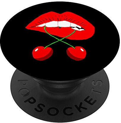 Rote Lippen Cherry Kirschen Kussmund Lippenstift Kuss Mund PopSockets mit austauschbarem PopGrip