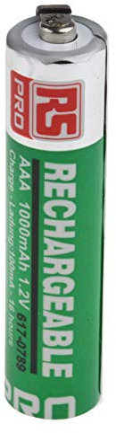 RS PRO AAA-Akku, NiMH, 1.2V, 1Ah, Lötfahnen-Anschluss, -10 → +60°C