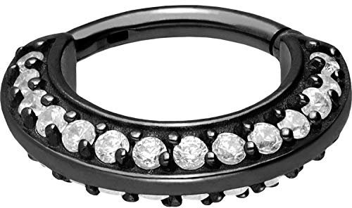 PIERCINGLINE Chirurgenstahl Segmentring Clicker | KRISTALLE BEIDSEITIG | Piercing Ring Nase Septum Ohr Helix Tragus | Farb- und Größenauswahl
