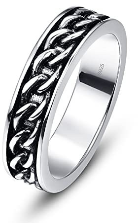 Yaresul 925 Sterling Silber Herren Ringe,Keltische Ringe Kettenband,Schmuck Geschenk für Vatertag Geburtstag,Größe 67(21.3)