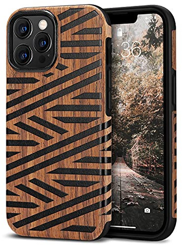 Tasikar Handyhülle Kompatibel mit iPhone 13 Pro Max Hülle, Leder und Holz Hybrid Case Kompatibel für iPhone 13 Pro Max 6,7-Zoll 2021 (Leder & Holz)