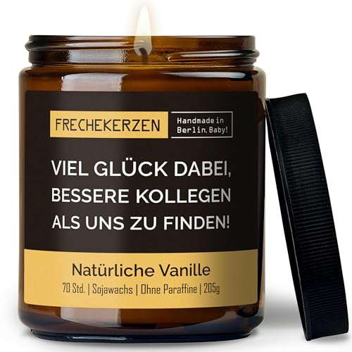 Lustige Duftkerze mit Spruch für Kollegen-Abschied | Handgemacht aus Sojawachs | In Geschenkbox | Nachhaltiges freches Abschiedsgeschenk für Mitarbeiter Chef Kollegin Jobwechsel |Vanille