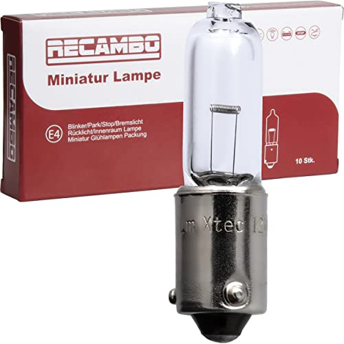 Recambo 1x Glühbirne Scheinwerferlampe Birne 21W 12V Abblendlicht Fernlicht Glühlampen | E - Prüfzeichen | Sockel BAY9S - Warm Weiß
