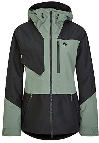 Ziener Damen TARSI Ski-Jacke/Freeride | sympatex, PFC frei, Wolle, black.green mud, 34