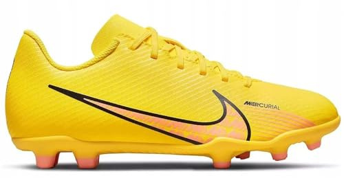 Nike Little/Big Kids' Multi-Ground Soccer Cleats Jr. Mercurial Vapor 15 Club Fg/Mg, Yellow Strike/Sunset Glow, DJ5958-780, 37.5 EU (5Y US)