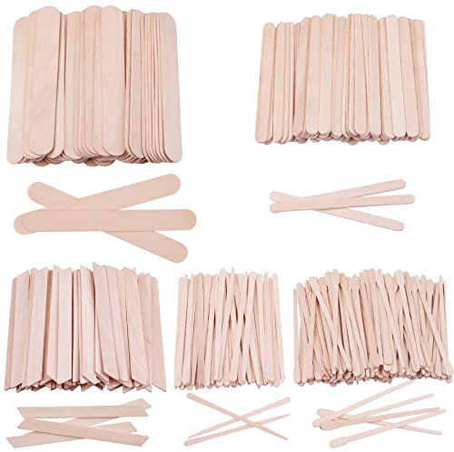 BQTQ 300 Pièces Spatule Bois Epilation Bâtons Applicateurs à Cire Spatule Cire Epilation Spatule pour Épilation Sourcils Lèvres Corps, 5 Modèles