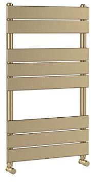 nuie HL882 Piazza Square Flat Towel Radiator, 840mm x 500mm, Brushed Brass