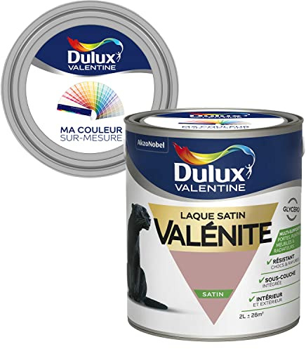 Ma Couleur Sur-mesure par Dulux Valentine – Peinture Laque Glycéro - Grande résistance pour boiseries et ferronneries - Satin Vieux Rose 2 L