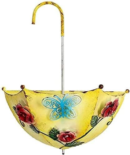 ASEELO Metal Umbrella Hanging Planter,Vintage Wall Hanging Planter Basket,Indoor Outdoor Wall Decor for Garden & Courtyard. (03) (C)