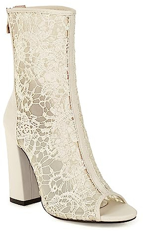 WOkismD Stivaletti Peep Toe in Rete da Donna con Tacco Grosso Stivaletti con Tacco Stivaletti con Tacco Alto Stivaletti Aperti con Cerniera Posteriore Scarpe Eleganti estive Sexy