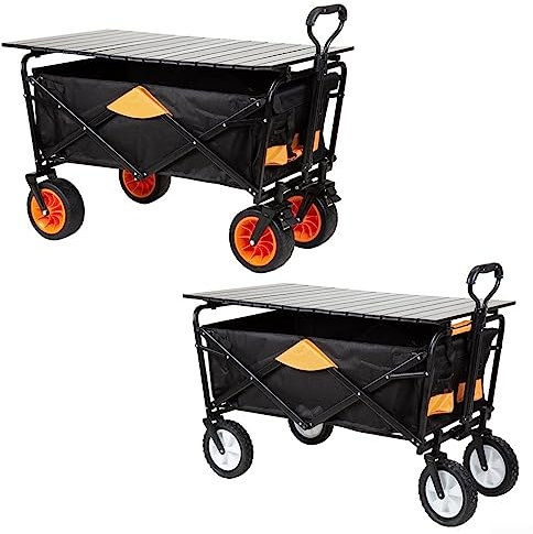 DAZZLEEX Mesa plegable de camping, mesa plegable de aleación de aluminio, mesa auxiliar plegable con parte superior de aluminio para cocina al aire libre, color negro, L