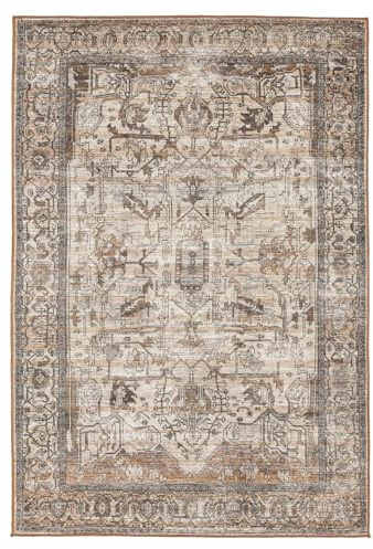 RugVista Oxana Oriental Teppich, 200 x 300 cm, Braun/Beige | Vintage, Rechteckig, Mittlerer Stapel, Maschinenwäsche, Oeko-Tex 100, Wohnzimmer, Schlafzimmer