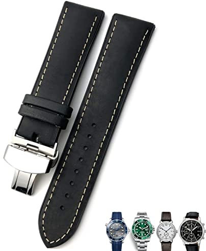 vkeid 20mm 21mm 22mm Lederarmband Schwarz Braun Uhrenarmbänder Für Rolex Für Omega Seamaster 300 Für Hamilton Für Seiko Für IWC Für Tissot Armband (Farbe: 21mm, Größe: 20mm)