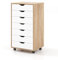 COSTWAY Mobile File Cabinet, 7 Drawers Lateral Stationery Storage Organiser Chest with Wheels, Home Office Printer Stand Side Filing Cupboard（Natural + White）