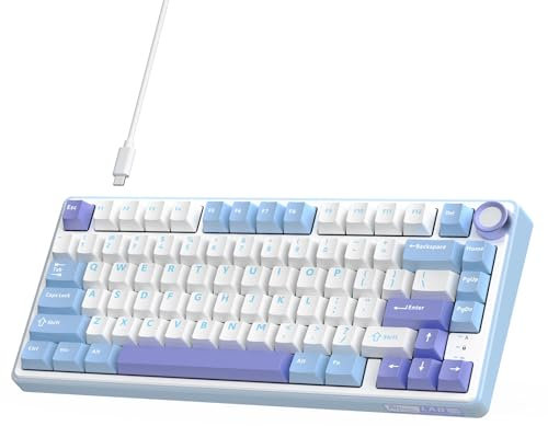RK ROYAL KLUDGE R75 Mechanical Keyboard Wired with Volumn Knob, 75% TKL Custom Gaming Keyboard Gasket Mount RGB Backlit with Software, Cherry Profile, Hot Swappable Red Switch, PBT Keycaps (US Layout)