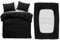BedLooms 4 Piece Double Bedding Set Black Duvet Cover Sets Fitted Sheet with Pilow cases Double Duvet Set Soft and Fade Resistant Brushed Microfiber Bedding Quilt Cover Set