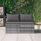 UTSRABFA Balkonmöbel Ecksofa Couchgarnitur Wohnzimmer Garten-Mittelsofas mit Kissen 2 STK. Grau Poly Rattan Geeignet für Schlafzimmer, Wohnzimmer, Esszimmer, Büro