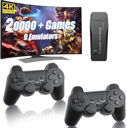 ASTEKID Console di gioco retrò, Nostalgia Retro Game Stick, Plug & Play Video TV Game Stick con oltre 20000 giochi integrati, uscita HDMI 4K, doppia console di gioco retrò 2.4G