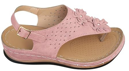 Vectry Damen-Plateausandalen mit Fischgrätmuster und Schnalle und Blumenmuster Krankenhaus Schuhe Damen (Pink, 36)