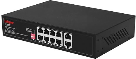 Labgear 8 Port Gigabit PoE Network Switch, 300m Range Unmanaged High-Speed Ethernet Splitter Hub with Extended Range, Desktop or Wall Mounted, Durable Metal Housing