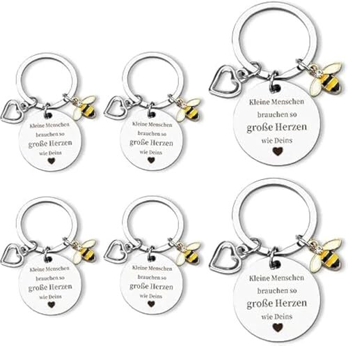 CHENGCKJ 6 Stück Abschiedsgeschenk Erzieherin Danke Schlüsselanhänger Lehrer Geschenk Dankeschön Geschenke Erzieherin Edelstahl Weihnachtsgeschenke Glücksbringer für Lehrerinnen
