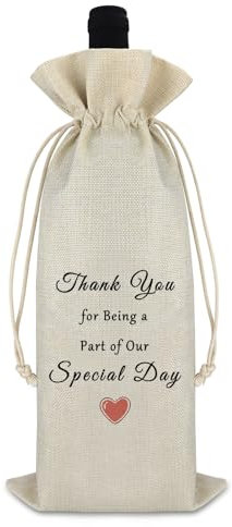 Wedding Gift Wine Bag Engagement Gift Wine Bottle Bag Thank You Gift for Bridesmaid Mum Dad Guest Thank You for Being a Part of Our Special Day Burlap Wine Wrap Bag