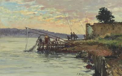 GKAZGQPR Berühmte Gemälde Leinwand Kunstdrucke Ölgemälde auf Leinwand Am bosporus Istanbul von fausto Zonaro Leinwand Ölgemälde für Schlafzimmer Home Decor 60x90cm