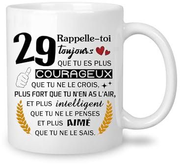 Yufansd Mug Anniversaire 29 Ans Humour Tasse pour Homme/Femme Cadeaux d'anniversaire Souvenir/Cadeau pour 29ème Maman Papa Grands-parents Tante Oncle Nounou Marraine Parrain Anniversaire (29)