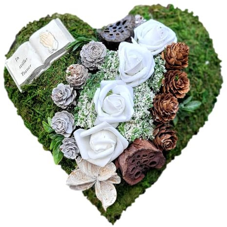 Der kleine Dekoladen Deko & Geschenke by Sabine Faust Lünen Grabgesteck Grabherz klein Urnengrab Grabschmuck Allerheiligen Dekoration Grab 20cm